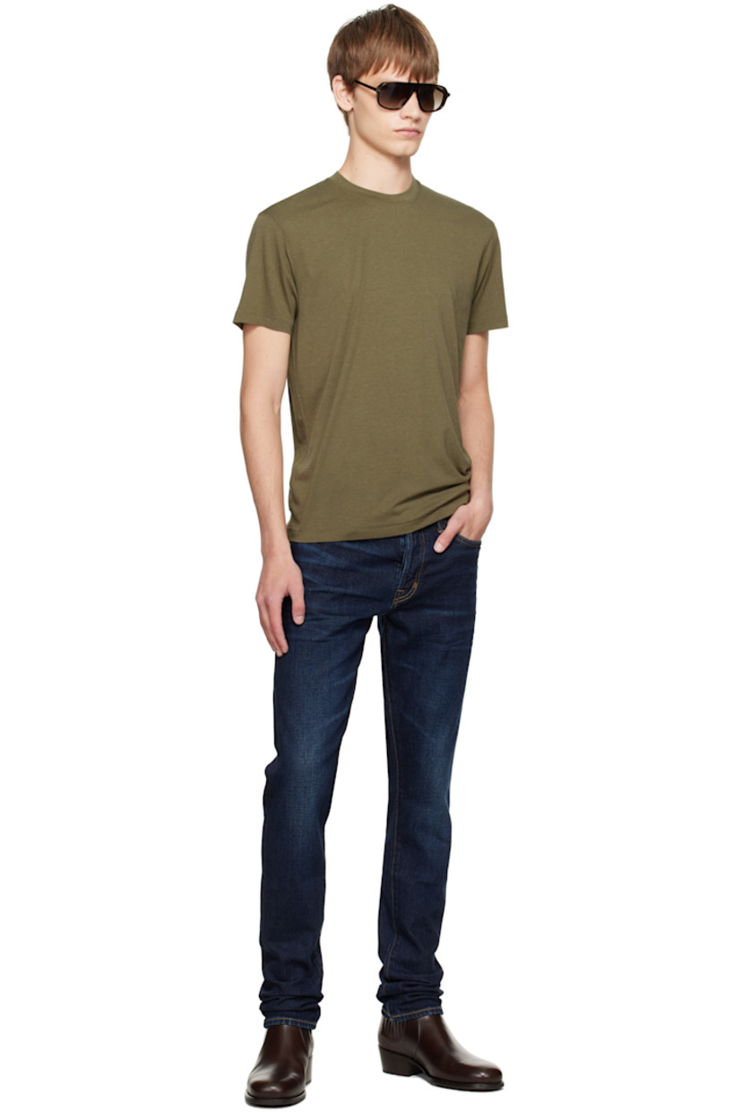 Lyocell- and cotton-blend jersey T-shirt.

· Rib-knit crewneck
· Logo embroidered at front hem

Supplier color: Dark military