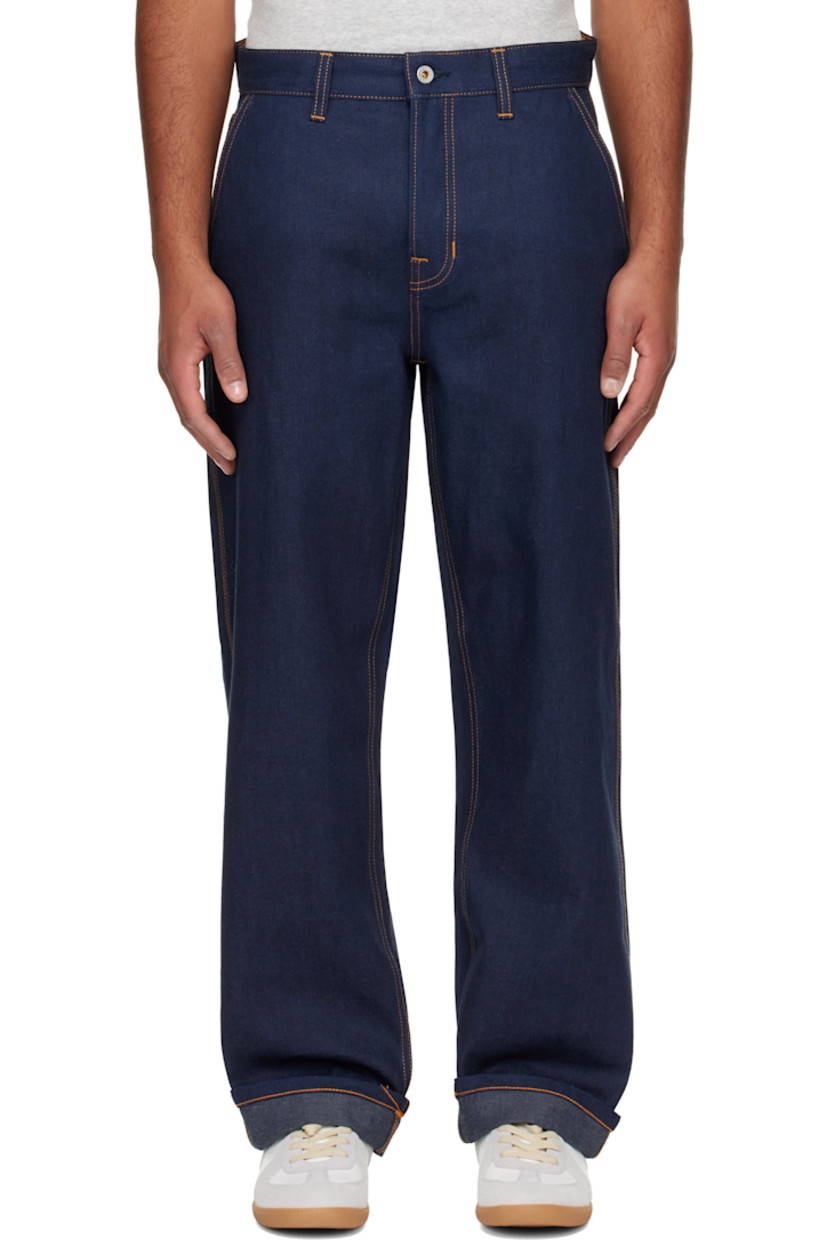 11.8 oz non-stretch organic cotton denim jeans.

· GOTS-certified organic cotton
· Loose-fit
· High-rise
· Belt loops
· Five-pocket styling
· Button fly
· Logo patch at back waistband and pocket
· Contrast stitching in tan

Supplier color: Painter denim