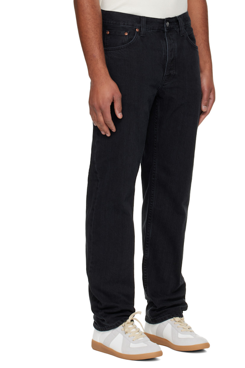 12.25 oz non-stretch organic cotton denim jeans.

· Fading throughout
· Straight-leg
· High-rise
· Belt loops
· Five-pocket styling
· Button fly
· Logo patch at back waistband and pocket

Supplier color: Black vintage