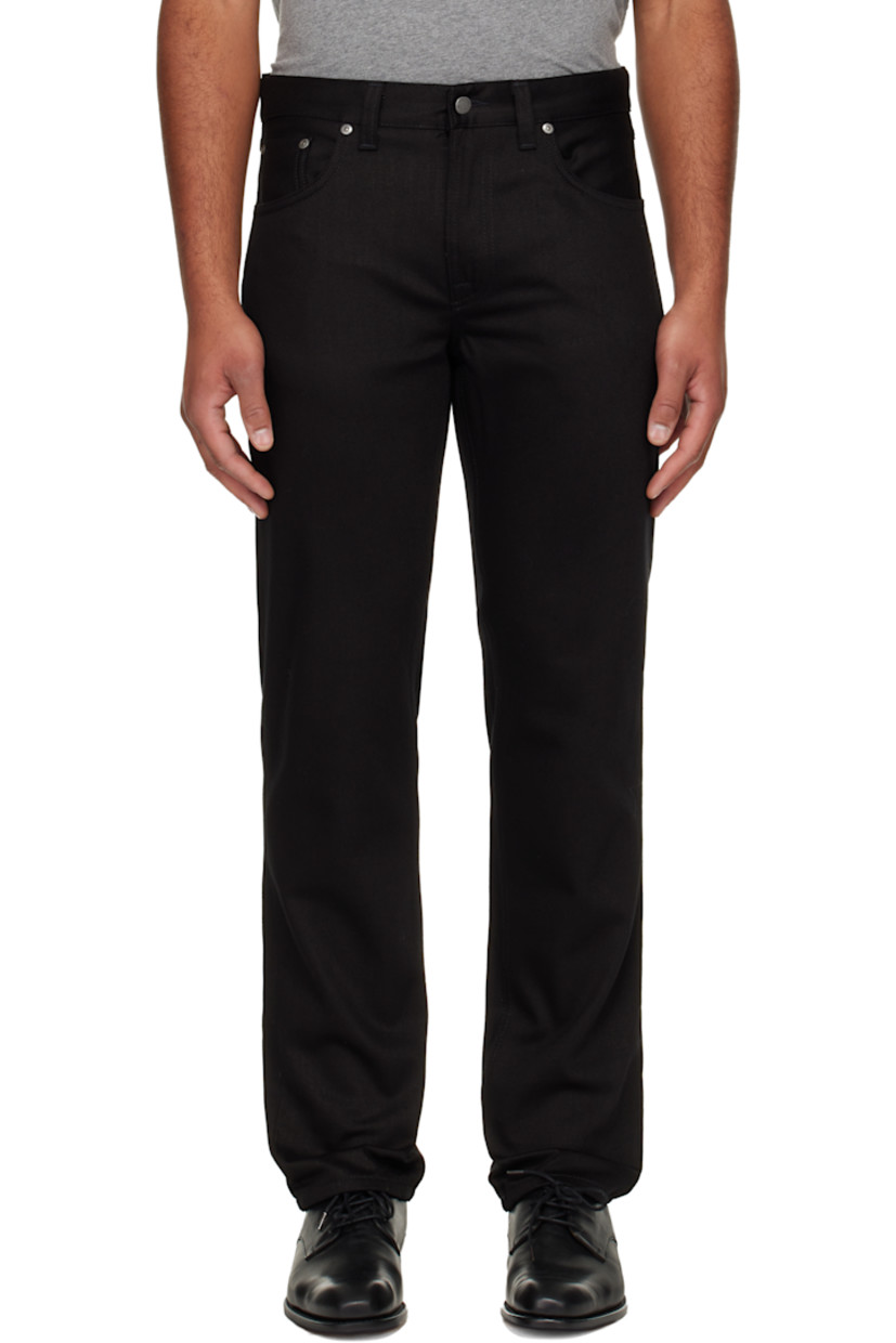 11.2 oz non-stretch organic cotton denim jeans.

· Straight-leg
· Mid-rise
· Belt loops
· Five-pocket styling
· Zip fly
· Logo patch at back waistband and pocket

Supplier color: Dry everblack