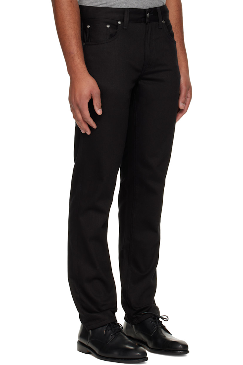 11.2 oz non-stretch organic cotton denim jeans.

· Straight-leg
· Mid-rise
· Belt loops
· Five-pocket styling
· Zip fly
· Logo patch at back waistband and pocket

Supplier color: Dry everblack