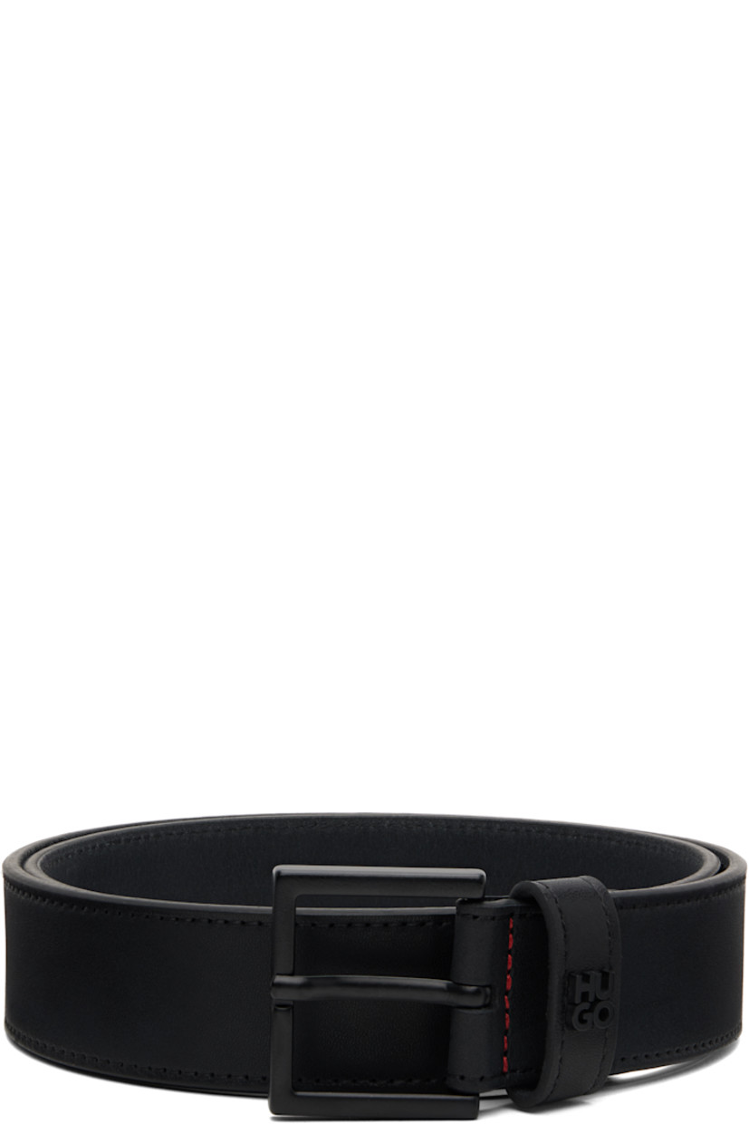 Handcrafted buffed leather belt.

· Logo hardware at keeper loop
· Topstitching in red
· Pin-buckle fastening
· W1.25"

Supplier color: Black