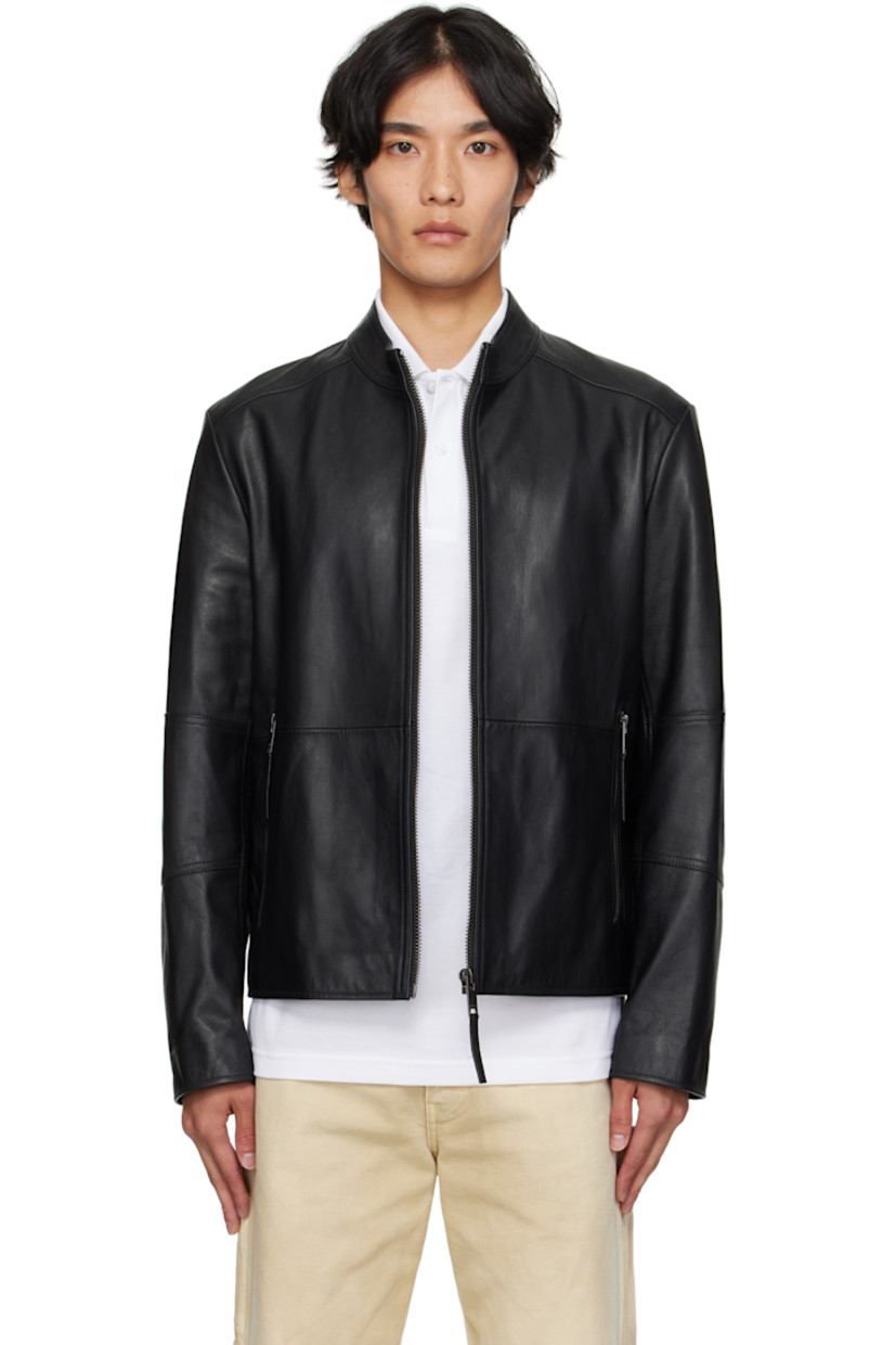 Grained goatskin jacket.

· Stand collar
· Zip closure
· Zip pockets at waist
· Logo embossed at back collar
· Full satin lining

Supplier color: Black
