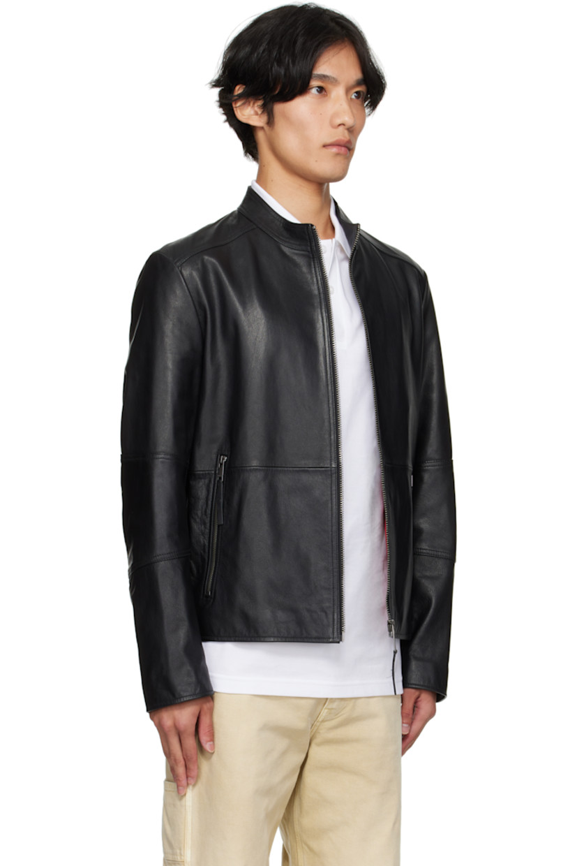 Grained goatskin jacket.

· Stand collar
· Zip closure
· Zip pockets at waist
· Logo embossed at back collar
· Full satin lining

Supplier color: Black
