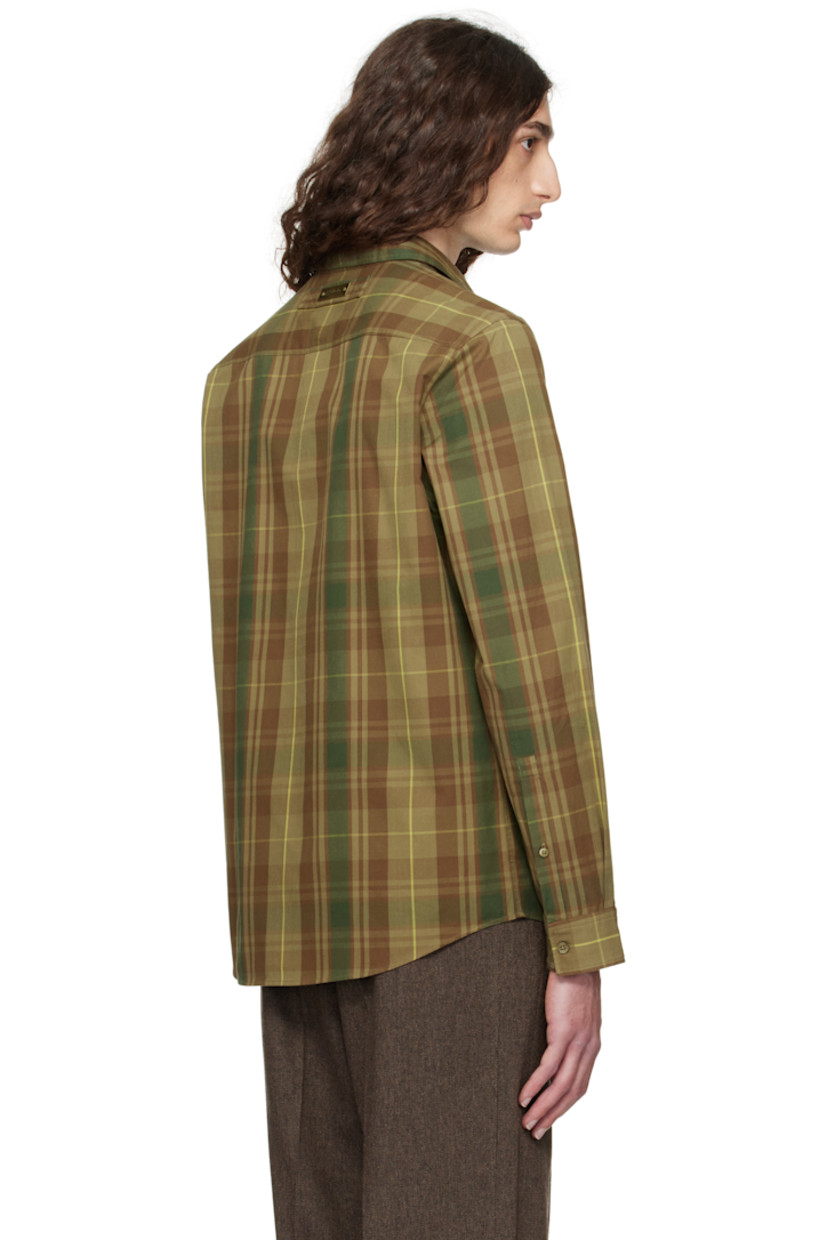 Cotton twill shirt.

· Check pattern throughout
· Spread collar
· Button closure
· Shirttail hem
· Adjustable buttoned barrel cuffs
· Logo plaque at back collar

Supplier color: Open Green