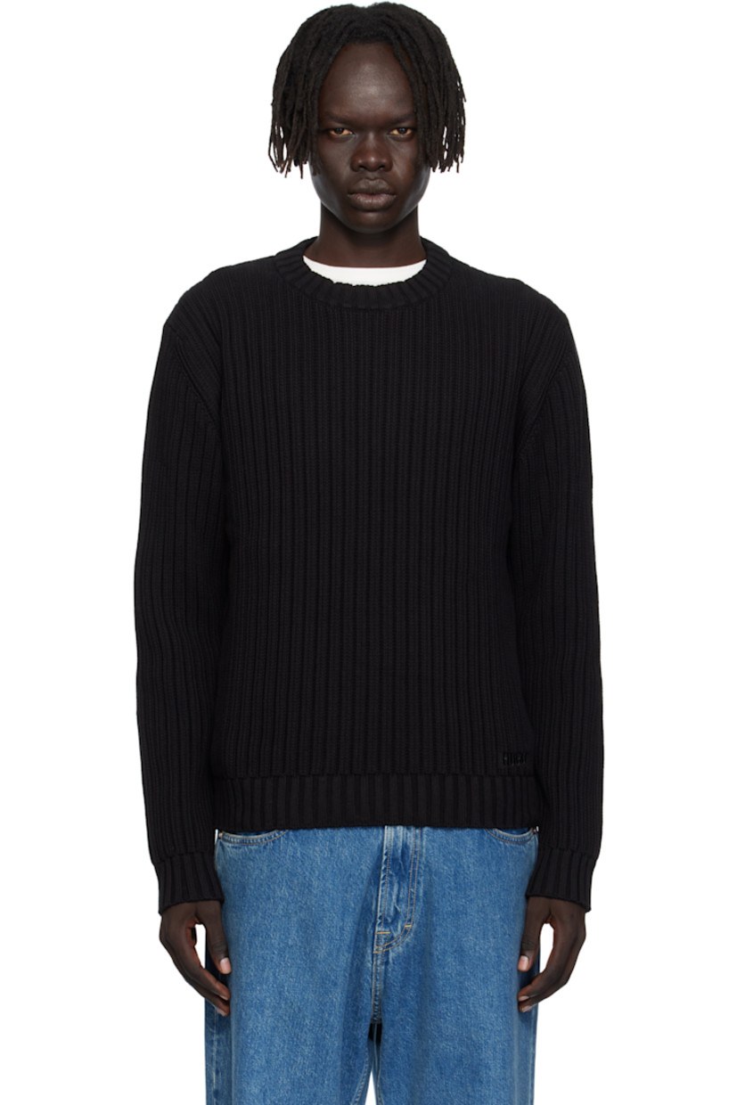 Rib-knit cotton sweater.

· Crewneck
· Logo embroidered at front hem

Supplier color: Black