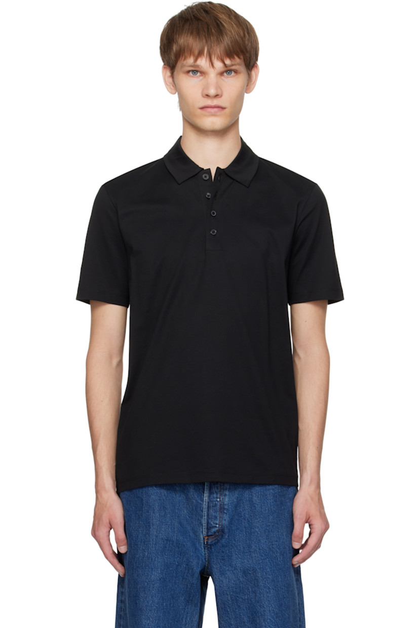 Mercerized cotton jersey polo. 

· Spread collar
· Four-button placket
· Logo-woven locker loop at back collar

Supplier color: Black