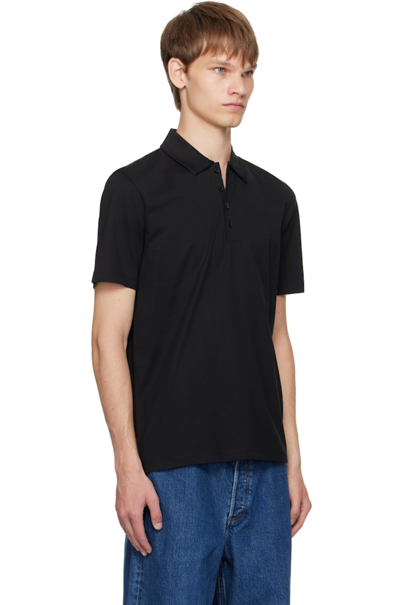 Mercerized cotton jersey polo. 

· Spread collar
· Four-button placket
· Logo-woven locker loop at back collar

Supplier color: Black
