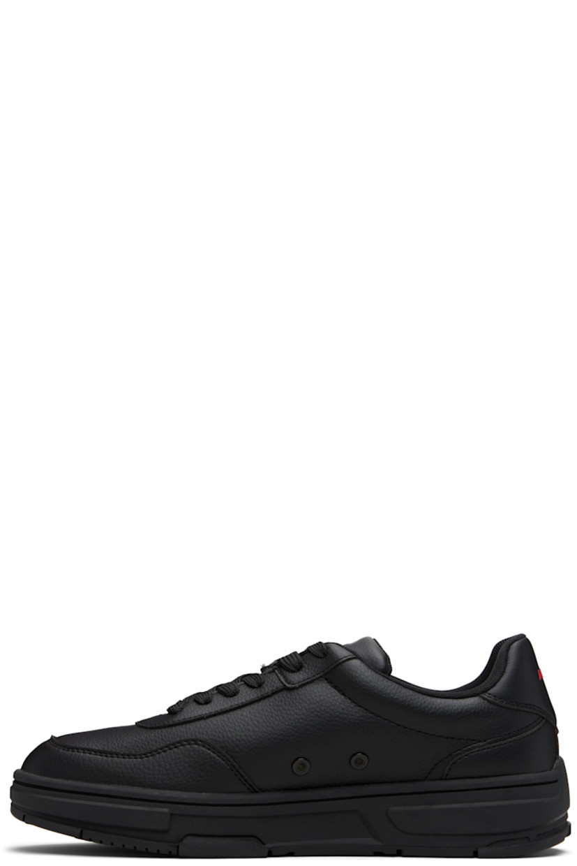 Low-top grained faux-leather sneakers.

· Perforations at toe
· Lace-up closure
· Padded tongue and collar
· Logo embossed at tongue and outer side
· Eyelets at inner side
· Graphic bonded at heel tab
· Mesh lining
· Treaded rubber sole

Supplier color: Black