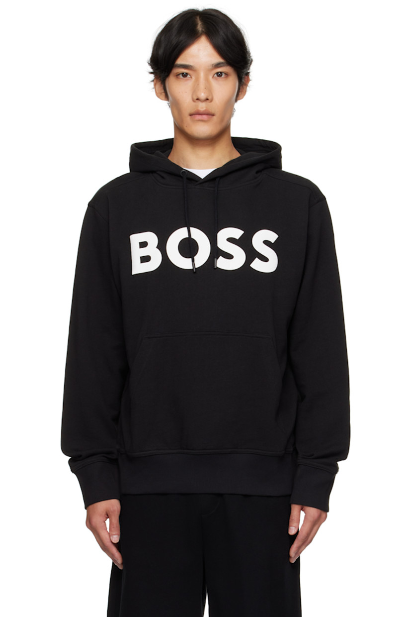 French terry hoodie.

· Drawstring at hood
· Logo printed at chest
· Kangaroo pocket
· Rib-knit hem and cuffs

Supplier color: Black