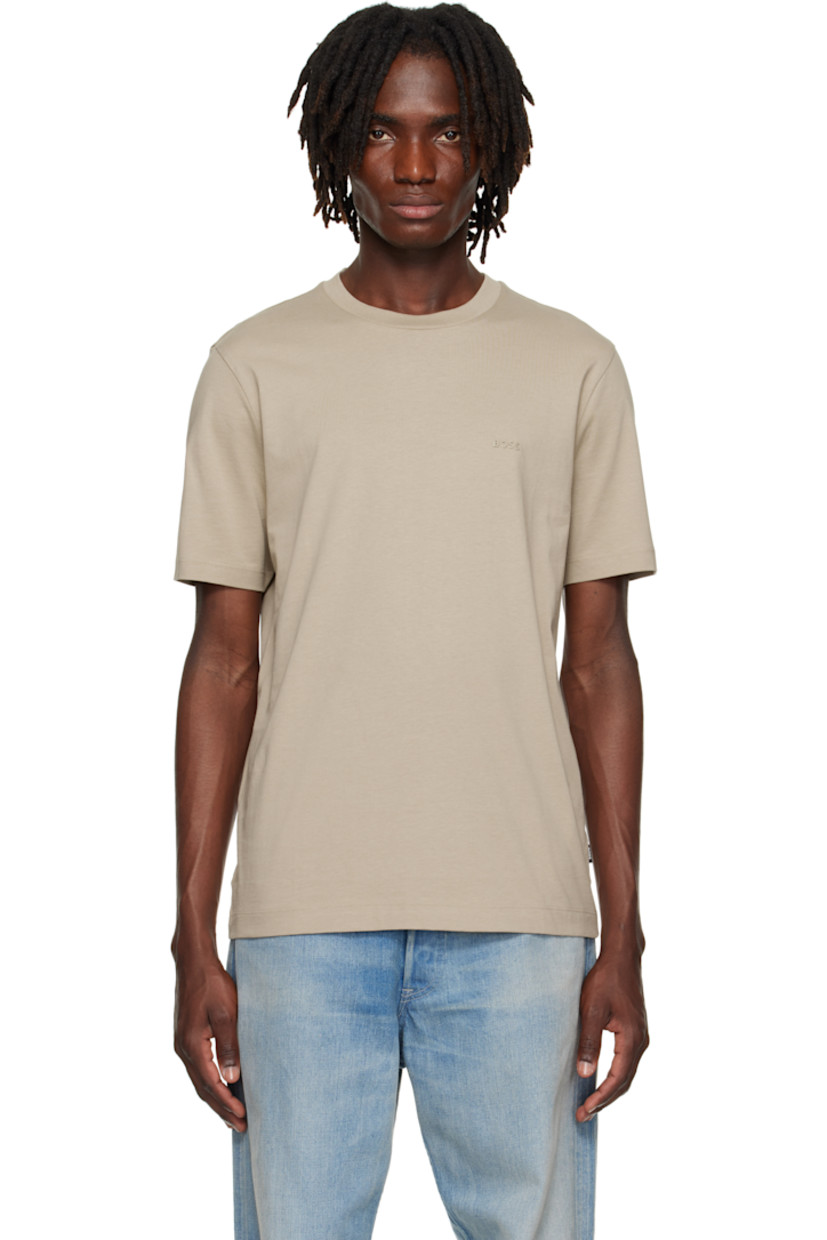 Cotton jersey T-shirt. 

· Rib-knit crewneck
· Rubberized logo bonded at chest 

Supplier color: Dark beige