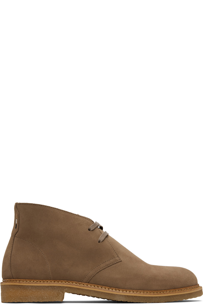 Suede desert boots.

· Lace-up closure
· Logo stripes embroidered at heel tab
· Buffed leather lining
· Crêpe-rubber sole

Supplier color: Medium beige