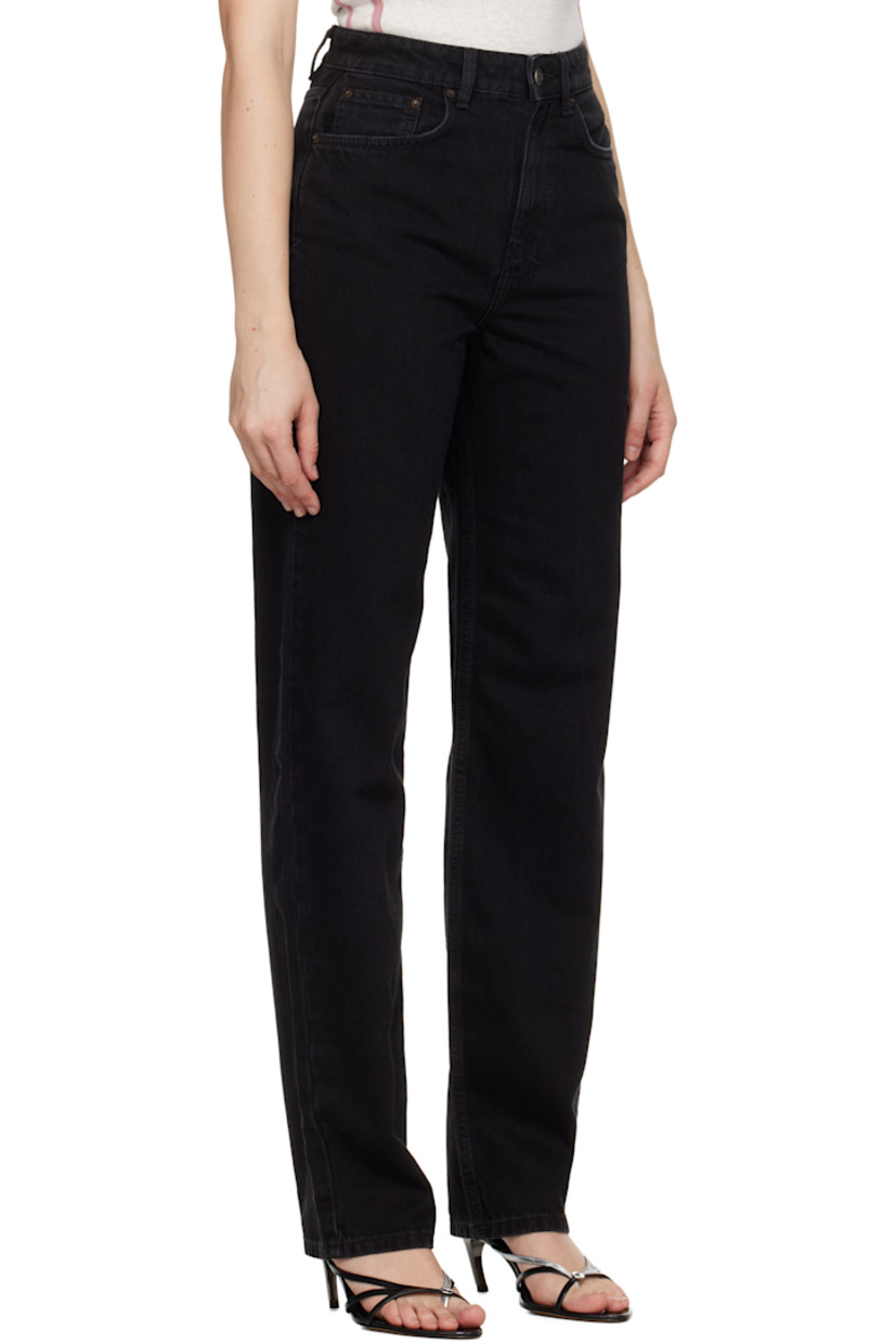 Non-stretch denim jeans.

· Fading and subtle distressing throughout
· Straight-leg
· High-rise
· Belt loops
· Five-pocket styling
· Zip fly
· Logos embroidered at back waistband and leg
· Logo-engraved antiqued silver-tone hardware

Supplier color: Stealth