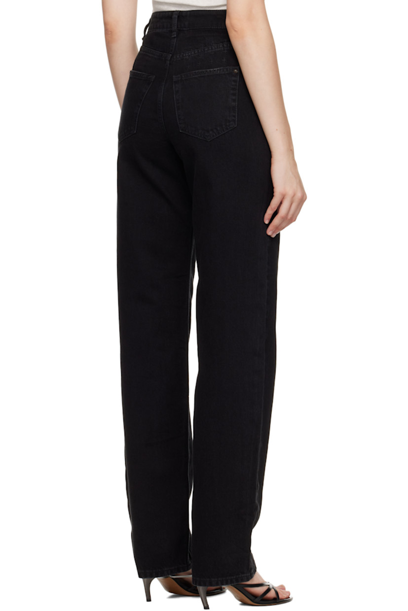 Non-stretch denim jeans.

· Fading and subtle distressing throughout
· Straight-leg
· High-rise
· Belt loops
· Five-pocket styling
· Zip fly
· Logos embroidered at back waistband and leg
· Logo-engraved antiqued silver-tone hardware

Supplier color: Stealth