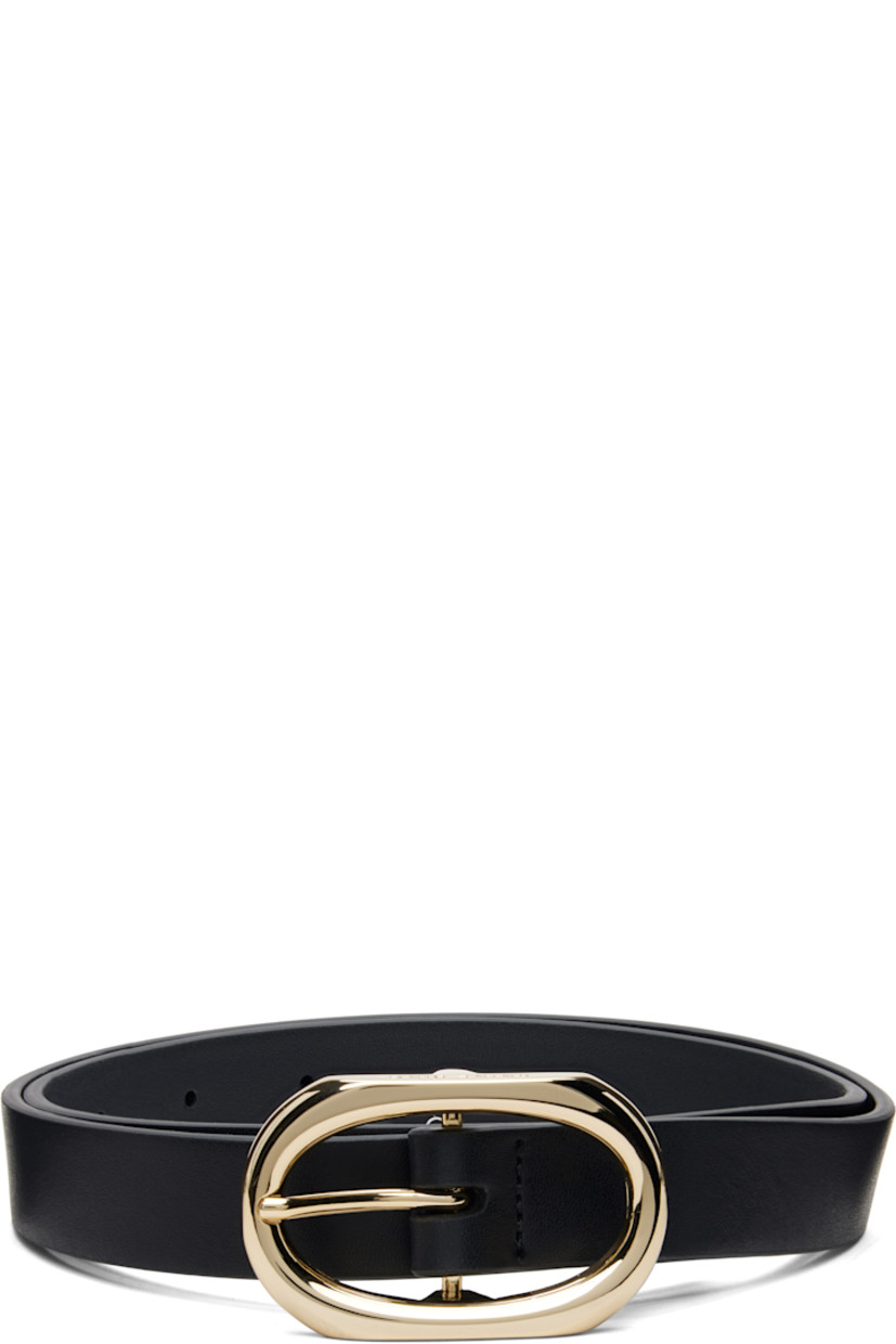 Grained leather belt. 

· Pin-buckle fastening
· Logo-engraved silver-tone hardware
· W0.75"

Supplier color: Black with silver