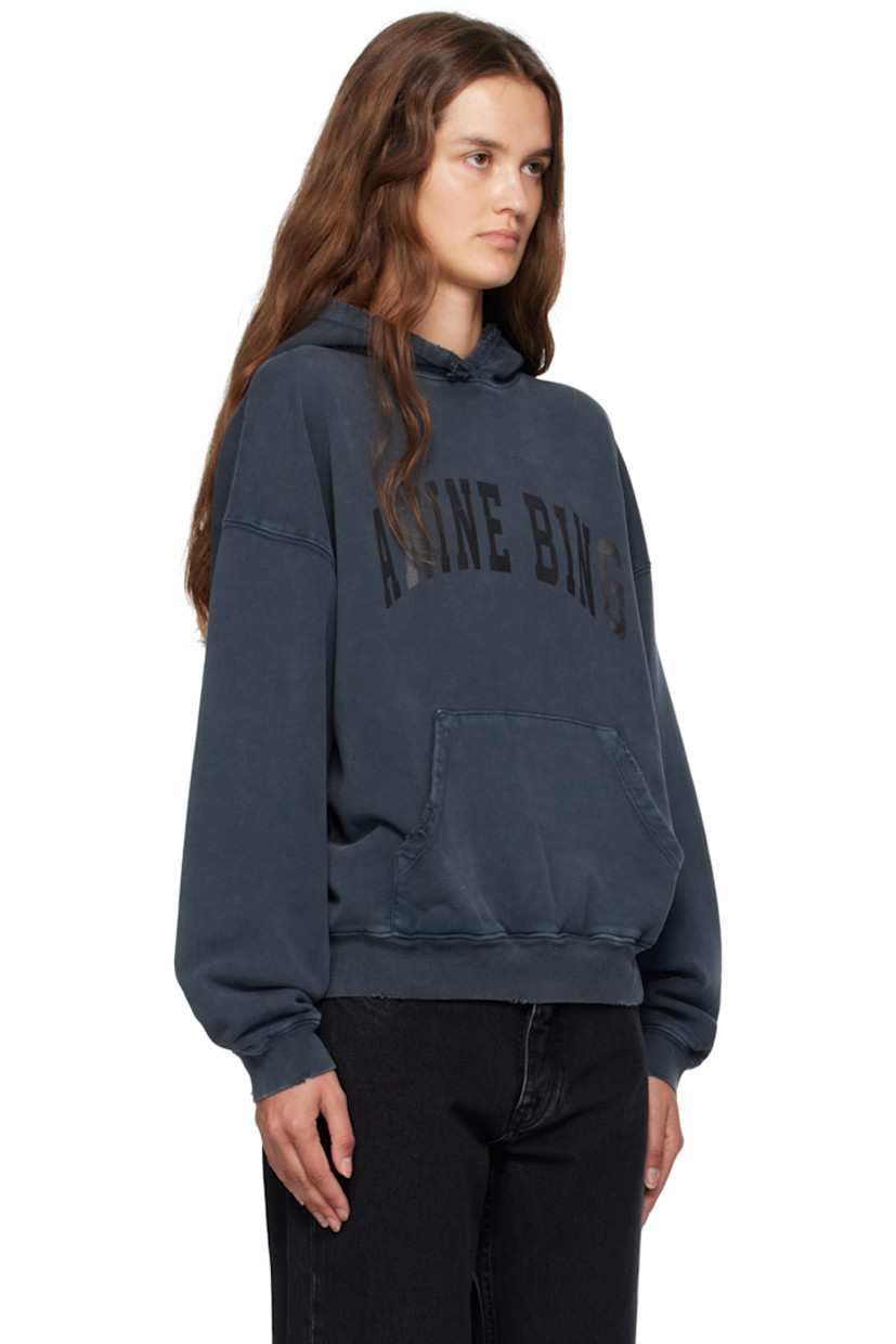 Cotton fleece hoodie.

· Fading and distressing throughout
· Logo printed at chest
· Kangaroo pocket at waist
· Rib-knit hem and cuffs
· Dropped shoulders

Supplier color: Washed black