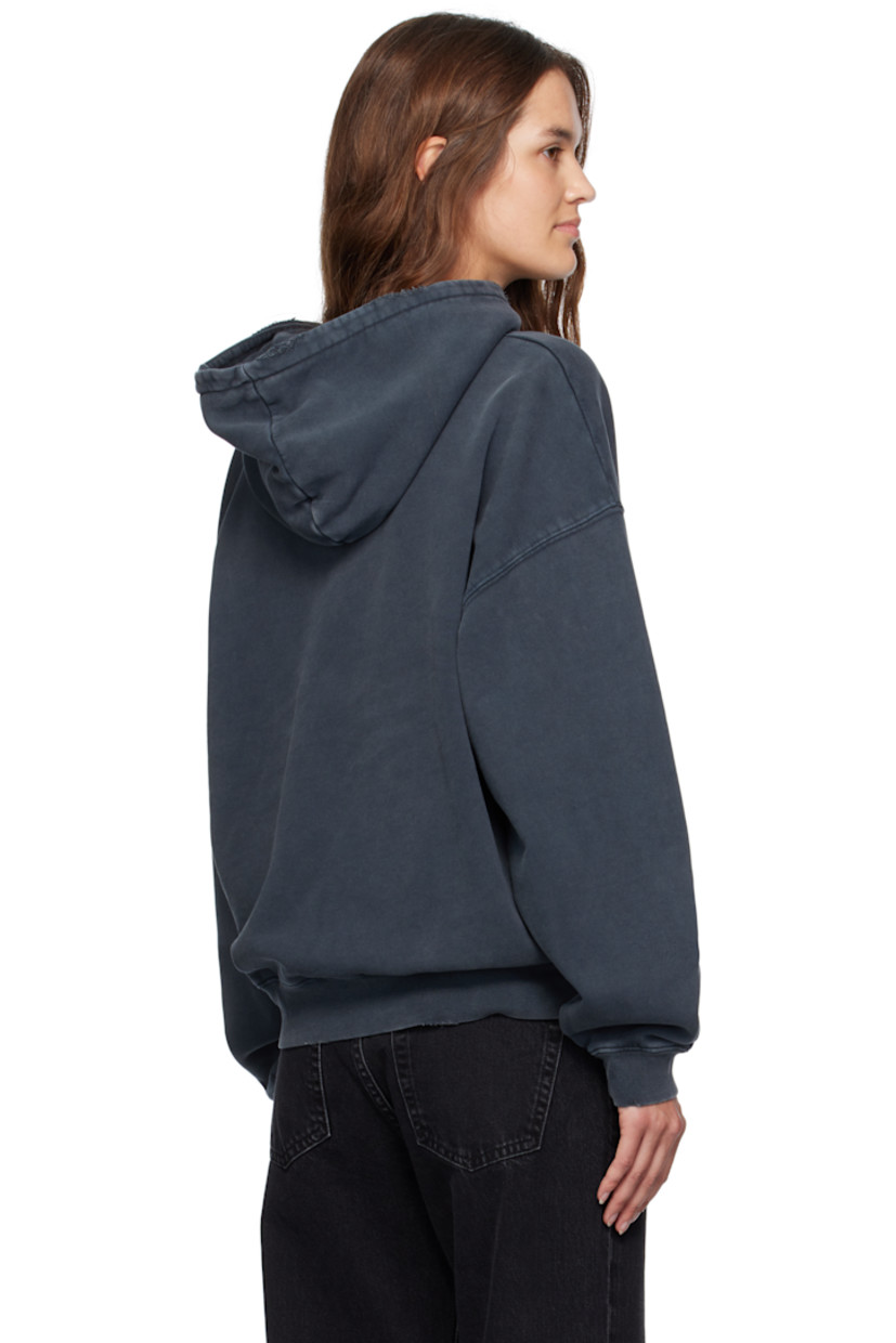 Cotton fleece hoodie.

· Fading and distressing throughout
· Logo printed at chest
· Kangaroo pocket at waist
· Rib-knit hem and cuffs
· Dropped shoulders

Supplier color: Washed black
