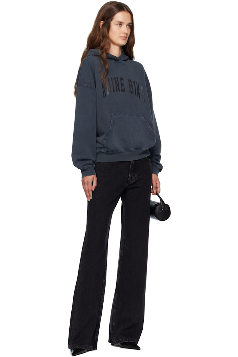 Cotton fleece hoodie.

· Fading and distressing throughout
· Logo printed at chest
· Kangaroo pocket at waist
· Rib-knit hem and cuffs
· Dropped shoulders

Supplier color: Washed black
