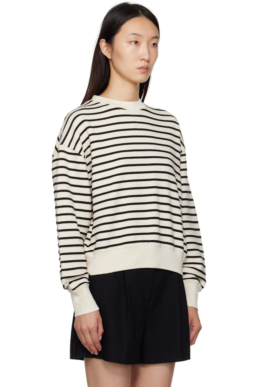 Relaxed-fit French terry sweatshirt.

· Stripe pattern throughout
· Rib-knit crewneck, hem, and cuffs
· Logo embroidered at chest
· Dropped shoulders
· Logo bonded at back collar

Supplier color: Black Stripe French Terry