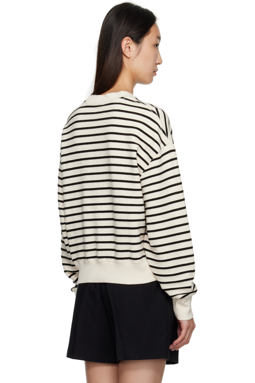 Relaxed-fit French terry sweatshirt.

· Stripe pattern throughout
· Rib-knit crewneck, hem, and cuffs
· Logo embroidered at chest
· Dropped shoulders
· Logo bonded at back collar

Supplier color: Black Stripe French Terry