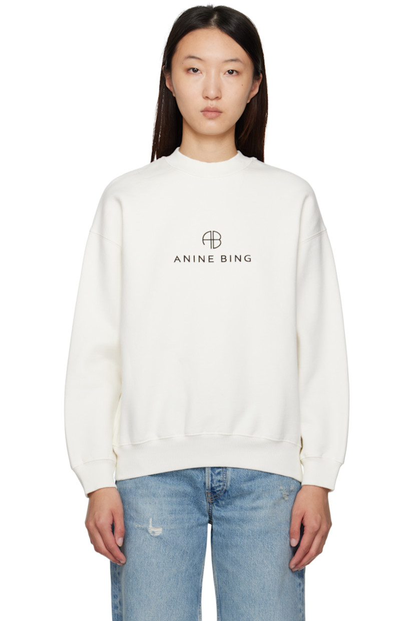 Loose-fit cotton-blend fleece sweatshirt.

· Rib-knit crewneck, hem, and cuffs
· Logo printed at chest
· Dropped shoulders
· Logo bonded at back collar

Supplier color: Ivory