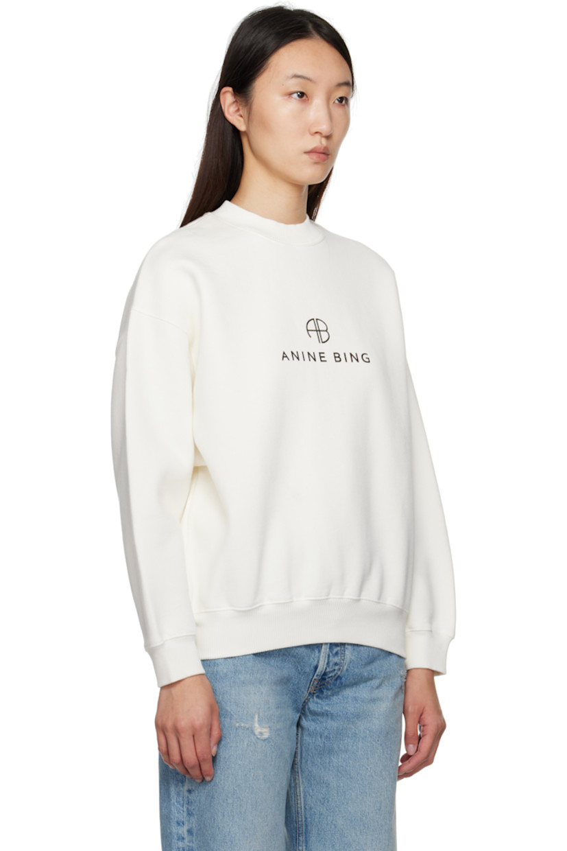 Loose-fit cotton-blend fleece sweatshirt.

· Rib-knit crewneck, hem, and cuffs
· Logo printed at chest
· Dropped shoulders
· Logo bonded at back collar

Supplier color: Ivory