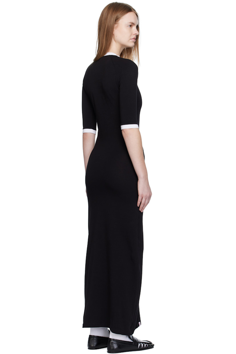Stretch organic cotton jersey midi dress.

· Rib-knit crewneck and cuffs
· Logo graphic printed at chest
· Logo flag at hem
· Raglan sleeves

Supplier color: Black/Yellow banana