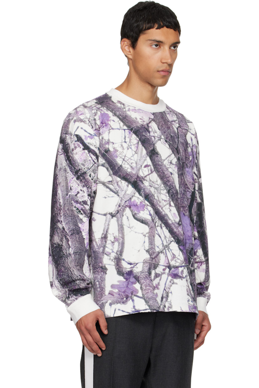 Heavyweight cotton jersey T-shirt. 

· Graphic pattern printed throughout 
· Exposed seams at rib-knit crewneck and cuffs
· Topstitching at back collar 

Supplier color: Purple/White real tree camo
