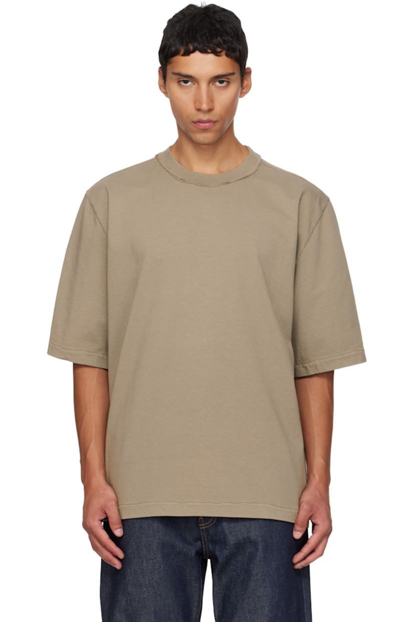 Heavyweight cotton jersey T-shirt.

· Raw edge at rib-knit crewneck
· Dropped shoulders

Supplier color: Taupe