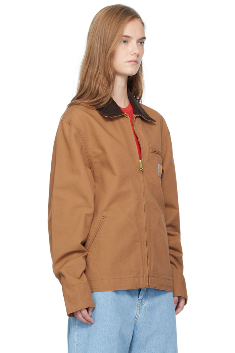 Organic cotton canvas jacket.

· Corduroy trim at spread collar
· Zip closure
· Zip pocket and logo patch at chest
· Adjustable press-stud tab at side seams
· Adjustable press-stud fastening at cuffs

Supplier color: Hamilton brown/Tobacco