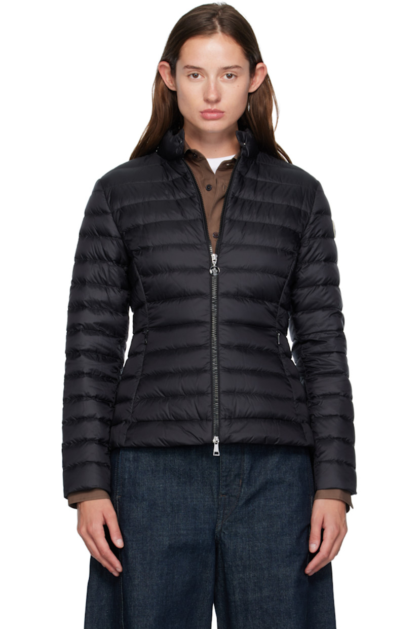 Down-filled and quilted recycled nylon taffeta jacket.

· DIST-certified down
· Press-stud fastening at stand collar
· Two-way zip closure
· Zip seam pockets at waist
· Tricolor felted logo patch at sleeve
· Patch pockets at interior
· Fully lined
· Logo-engraved silver-tone hardware

Supplier color: Black

Fill 1: 90% goose down, 10% feather. Fill 2: 100% polyester.