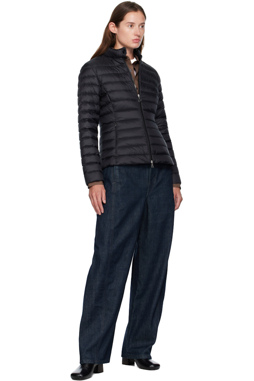 Down-filled and quilted recycled nylon taffeta jacket.

· DIST-certified down
· Press-stud fastening at stand collar
· Two-way zip closure
· Zip seam pockets at waist
· Tricolor felted logo patch at sleeve
· Patch pockets at interior
· Fully lined
· Logo-engraved silver-tone hardware

Supplier color: Black

Fill 1: 90% goose down, 10% feather. Fill 2: 100% polyester.