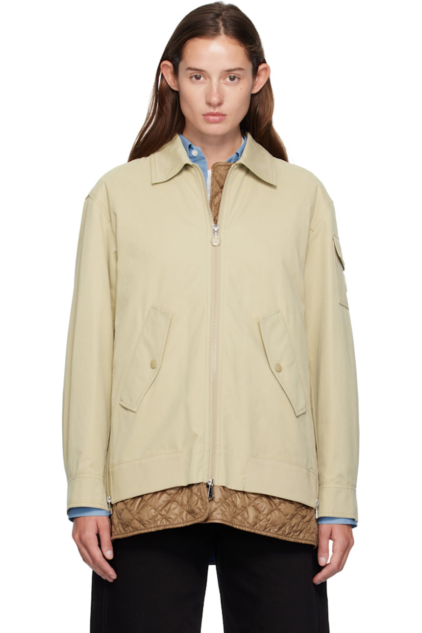 Cotton-blend canvas jacket. 

· Spread collar 
· Two-way zip closure
· Flap pockets at waist
· Zip vent at side seams 
· Utility pocket and tricolor felted logo patch at sleeve
· Pleats at press-stud barrel cuffs
· Strap at back collar 
· Inverted box pleat at back yoke 
· Exposed quilted satin lining 

Supplier color: Sponge