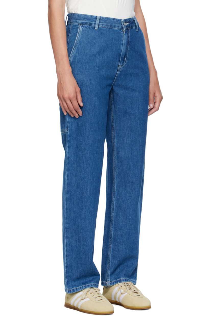 Stonewashed 10.5 oz non-stretch Maverick denim jeans. 

· Straight-leg 
· Belt loops
· Four-pocket styling
· Zip fly 
· Cargo pockets at outseams 
· Hammer loop at outseam
· Logo patch at back pocket
· Contrast stitching in white 

Supplier color: Blue stonewashed