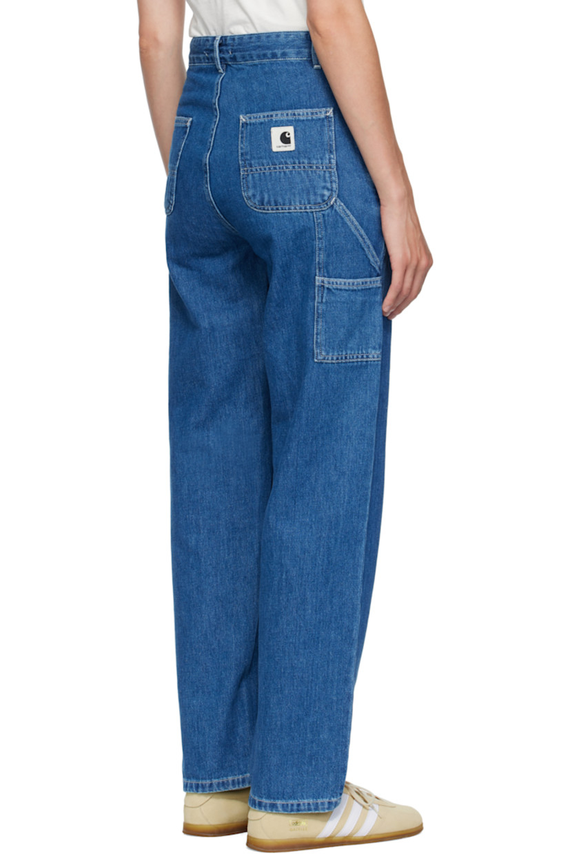 Stonewashed 10.5 oz non-stretch Maverick denim jeans. 

· Straight-leg 
· Belt loops
· Four-pocket styling
· Zip fly 
· Cargo pockets at outseams 
· Hammer loop at outseam
· Logo patch at back pocket
· Contrast stitching in white 

Supplier color: Blue stonewashed