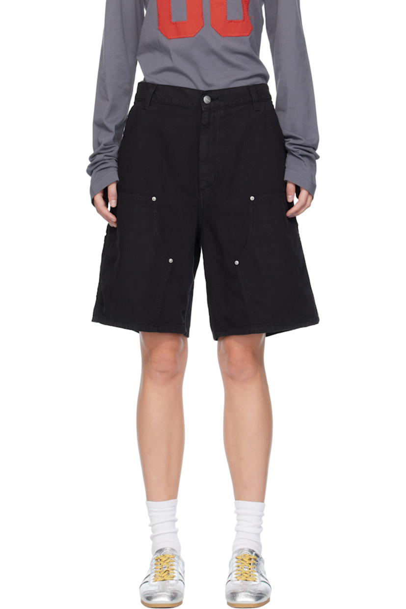7.4 oz cotton- and linen-blend canvas shorts.

· Garment-dyed
· Mid-rise
· Belt loops
· Five-pocket styling
· Zip fly
· Patch pockets at outseam
· Hammer loop at outseam
· Logo patch at back pocket
· Contrast stitching in tan

Supplier color: Black (garment dyed)