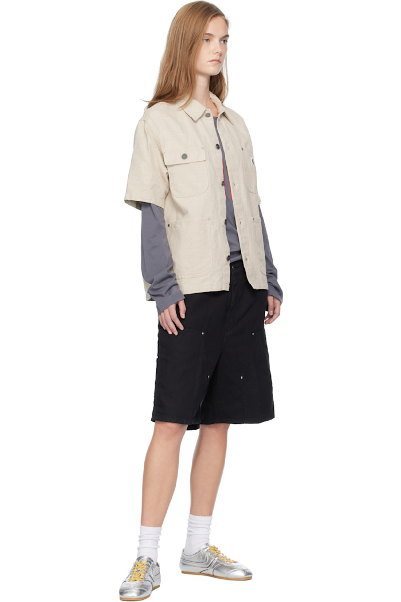 7.4 oz cotton- and linen-blend canvas shorts.

· Garment-dyed
· Mid-rise
· Belt loops
· Five-pocket styling
· Zip fly
· Patch pockets at outseam
· Hammer loop at outseam
· Logo patch at back pocket
· Contrast stitching in tan

Supplier color: Black (garment dyed)