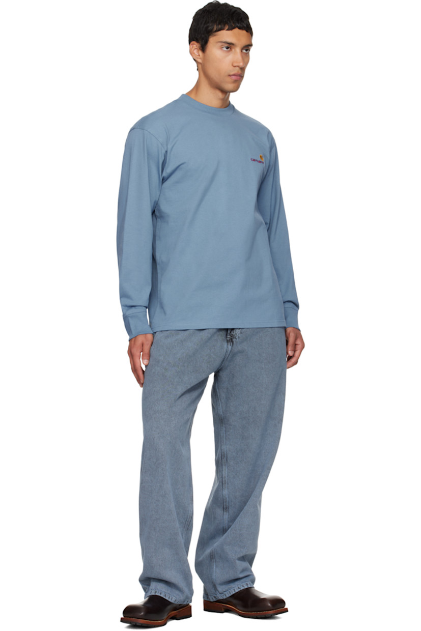 Garment-dyed 12 oz non-stretch Smithtown denim jeans.

· Fading throughout
· Loose-fit, straight-leg
· Belt loops
· Five-pocket styling
· Zip fly
· Patch pockets and hammer loop at back
· Logo patch at back pocket
· Logo-engraved silver-tone hardware

Supplier color: Black/Blue