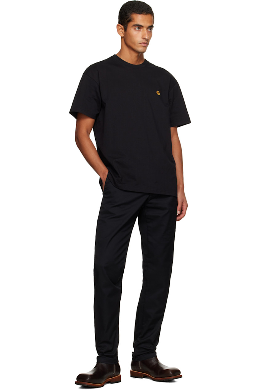 Moisture-wicking Coolmax® stretch cotton-blend twill trousers.

· Tapered, slim-fit
· Low-rise
· Belt loops
· Four-pocket styling
· Zip fly
· Logo patch at back

Supplier color: Black