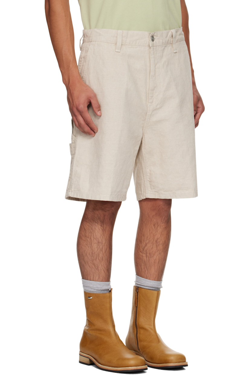 Cotton- and linen-blend canvas shorts.

· Loose-fit
· Belt loops
· Four-pocket styling
· Zip fly
· Logo patch at back pocket
· Patch pockets at back
· Logo-engraved antiqued silver-tone hardware

Supplier color: Natural