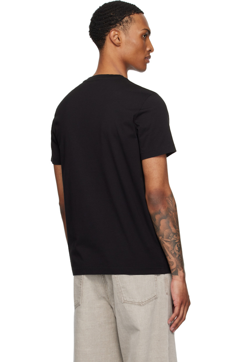 Organic cotton jersey T-shirt.

· Stripes embroidered at rib-knit crewneck
· Rubberized logo patch at chest

Supplier color: Black