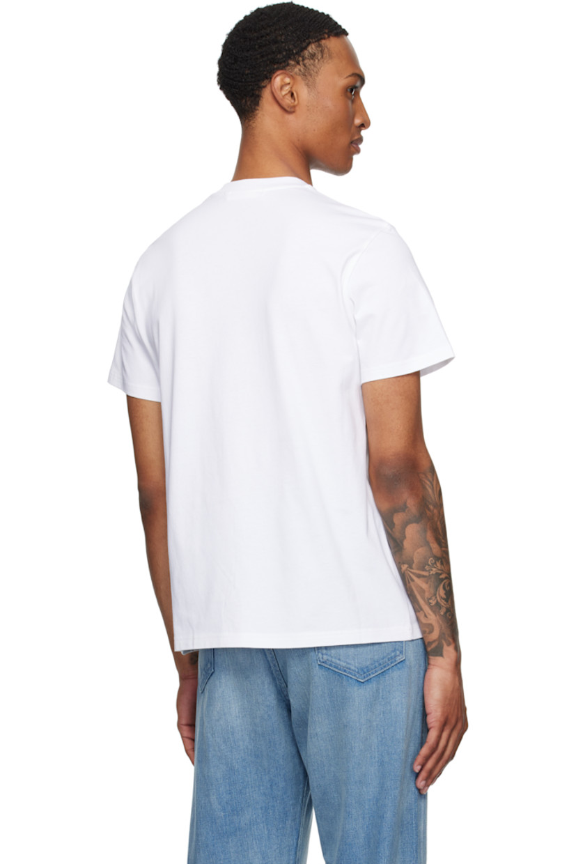 Cotton jersey T-shirt.

· Rib-knit crewneck
· Logo printed at chest
· Felted logo patch at sleeve

Supplier color: White