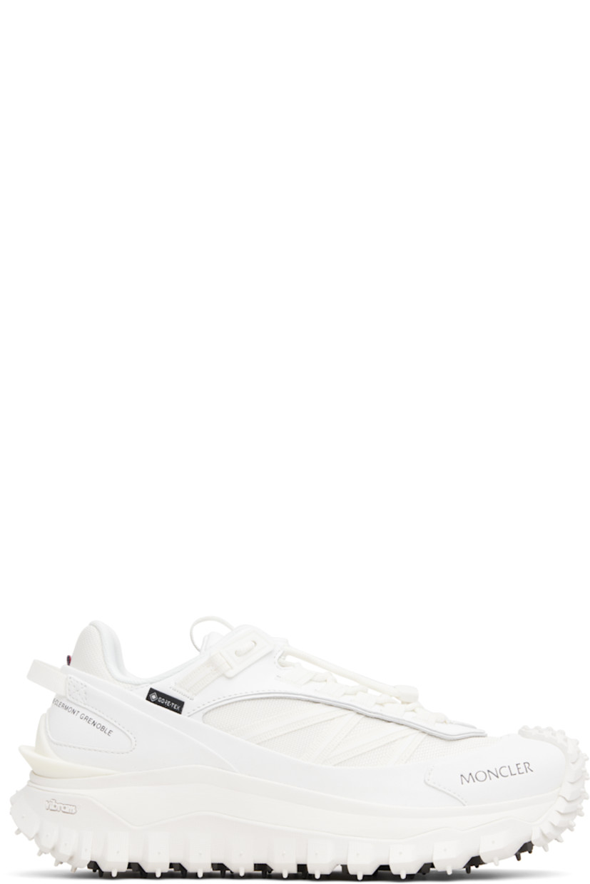 Low-top mesh, canvas, and buffed faux-leather sneakers.

· Waterproof GORE-TEX™ membrane
· Logo printed at toe
· Cord-lock lace-up closure
· Logo-bonded pull-loop at padded tongue
· Padded collar
· Webbing pull-loop at heel tab
· Logo-embossed rubber trim at heel counter
· Ortholite® insole
· Foam rubber midsole
· Treaded Vibram® Megagrip rubber sole

Supplier color: White