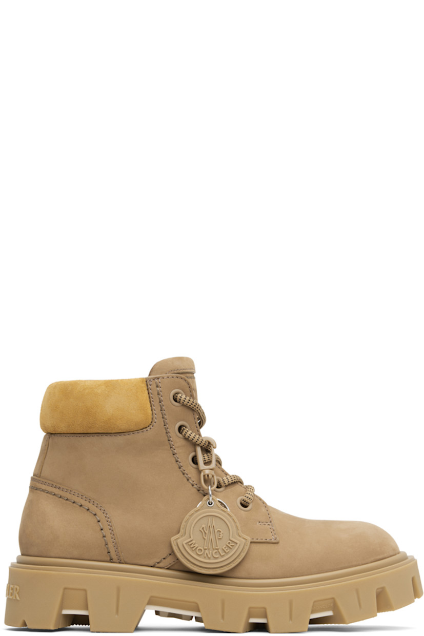 Ankle-high nubuck and suede boots.

· Detachable logo tag at lace-up closure
· Logo embossed at padded tongue
· Padded collar
· Buffed leather lining
· Treaded rubber sole

Supplier color: Khaki