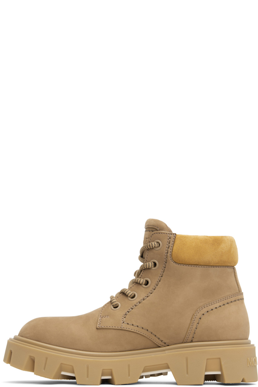 Ankle-high nubuck and suede boots.

· Detachable logo tag at lace-up closure
· Logo embossed at padded tongue
· Padded collar
· Buffed leather lining
· Treaded rubber sole

Supplier color: Khaki