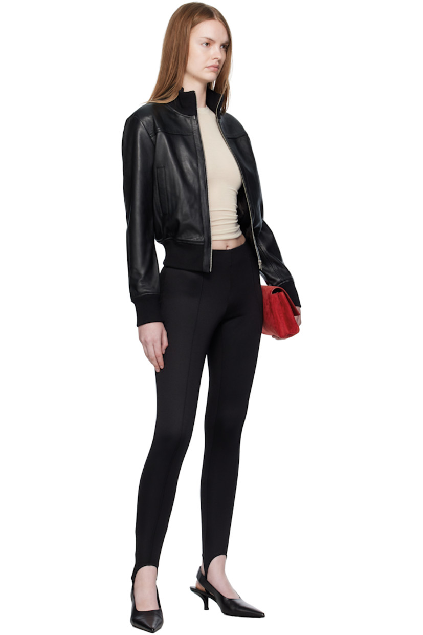 Grained lambskin jacket. 

· Rib-knit stand collar, hem, and cuffs
· Zip closure
· Welt pockets at waist
· Cropped hem 
· Full satin lining 

Supplier color: Black