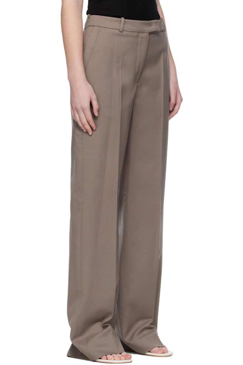 Stretch virgin wool-blend twill trousers.

· Straight-leg 
· High-rise 
· Three-pocket styling
· Zip fly 
· Creased legs 

Supplier color: Taupe