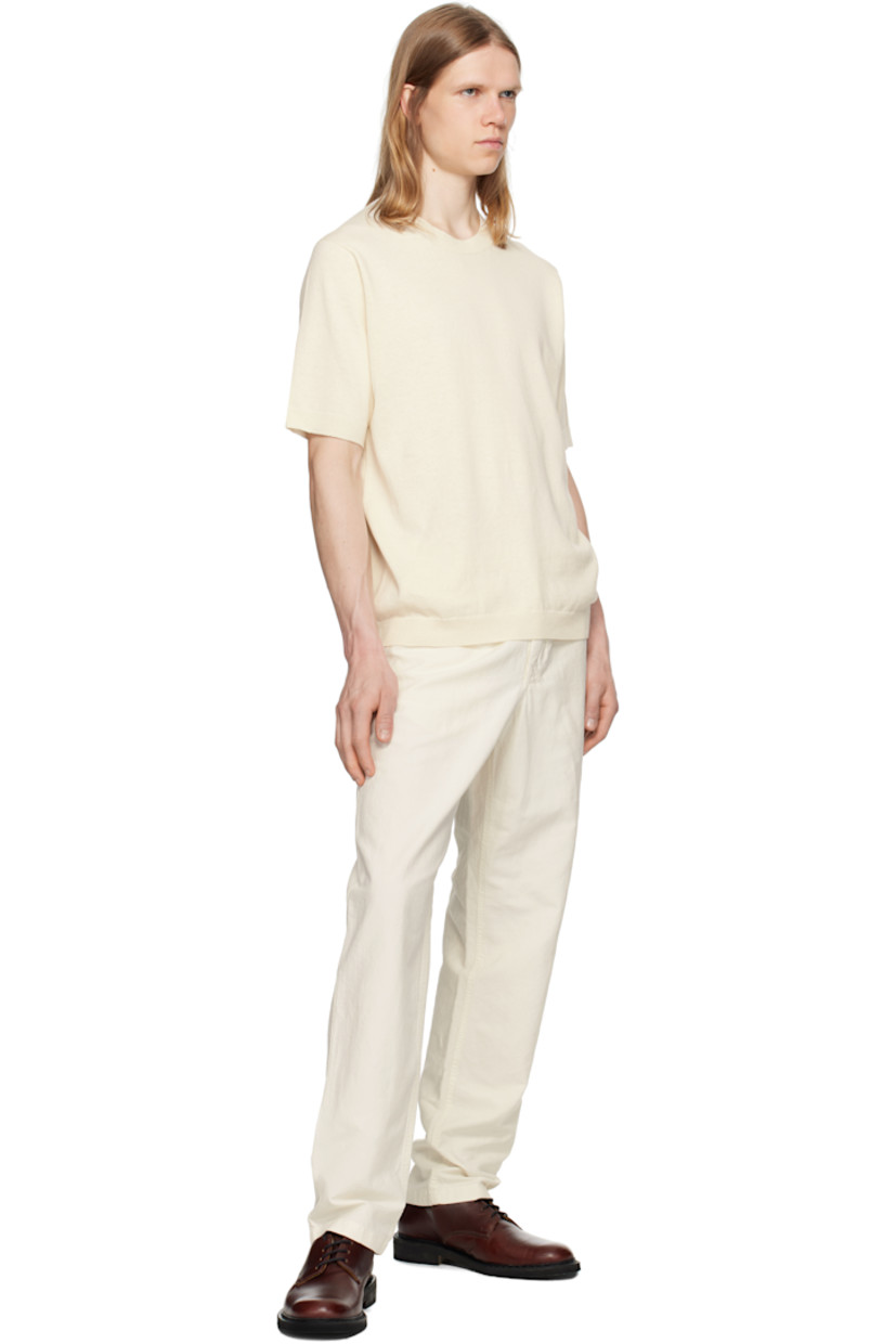 Garment-dyed cotton- and linen-blend twill trousers.

· Concealed drawstring at elasticized waistband
· Three-pocket styling
· Zip fly
· Logo patch at back pocket

Supplier color: Kit white