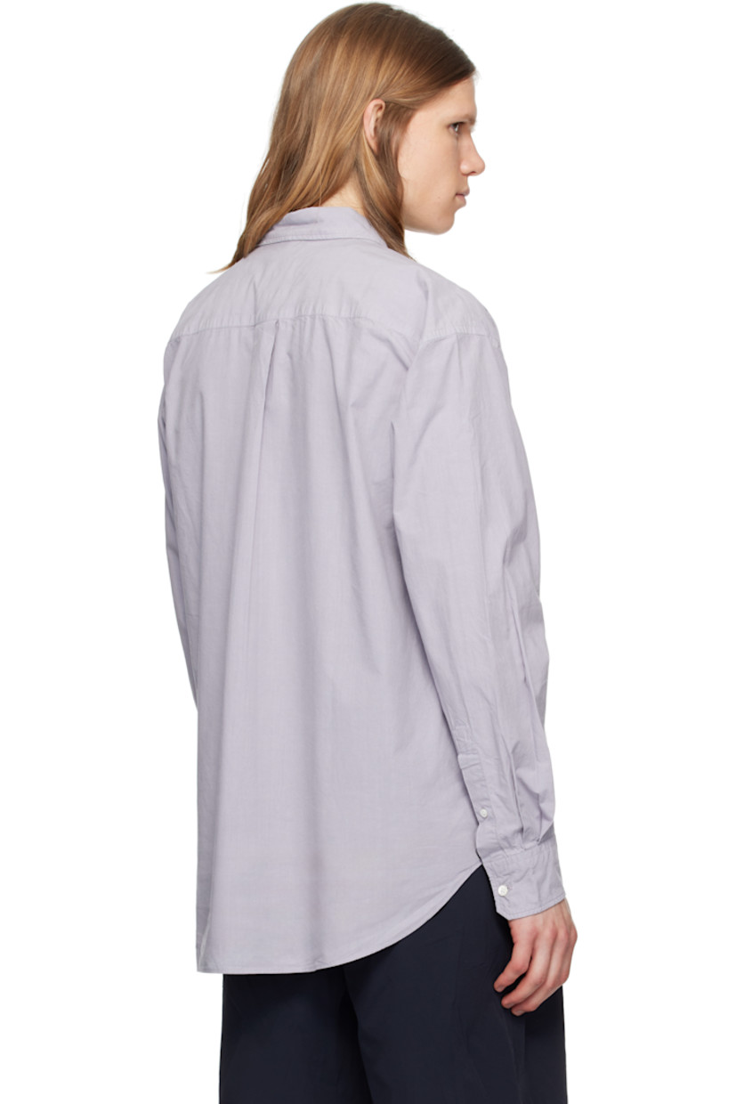 Cotton- and tencel-blend poplin shirt.

· Spread collar
· Button closure
· Patch pocket
· Shirttail hem
· Adjustable buttoned barrel cuffs
· Box pleat at back yoke
· Mother-of-pearl hardware

Supplier color: Crocus purple