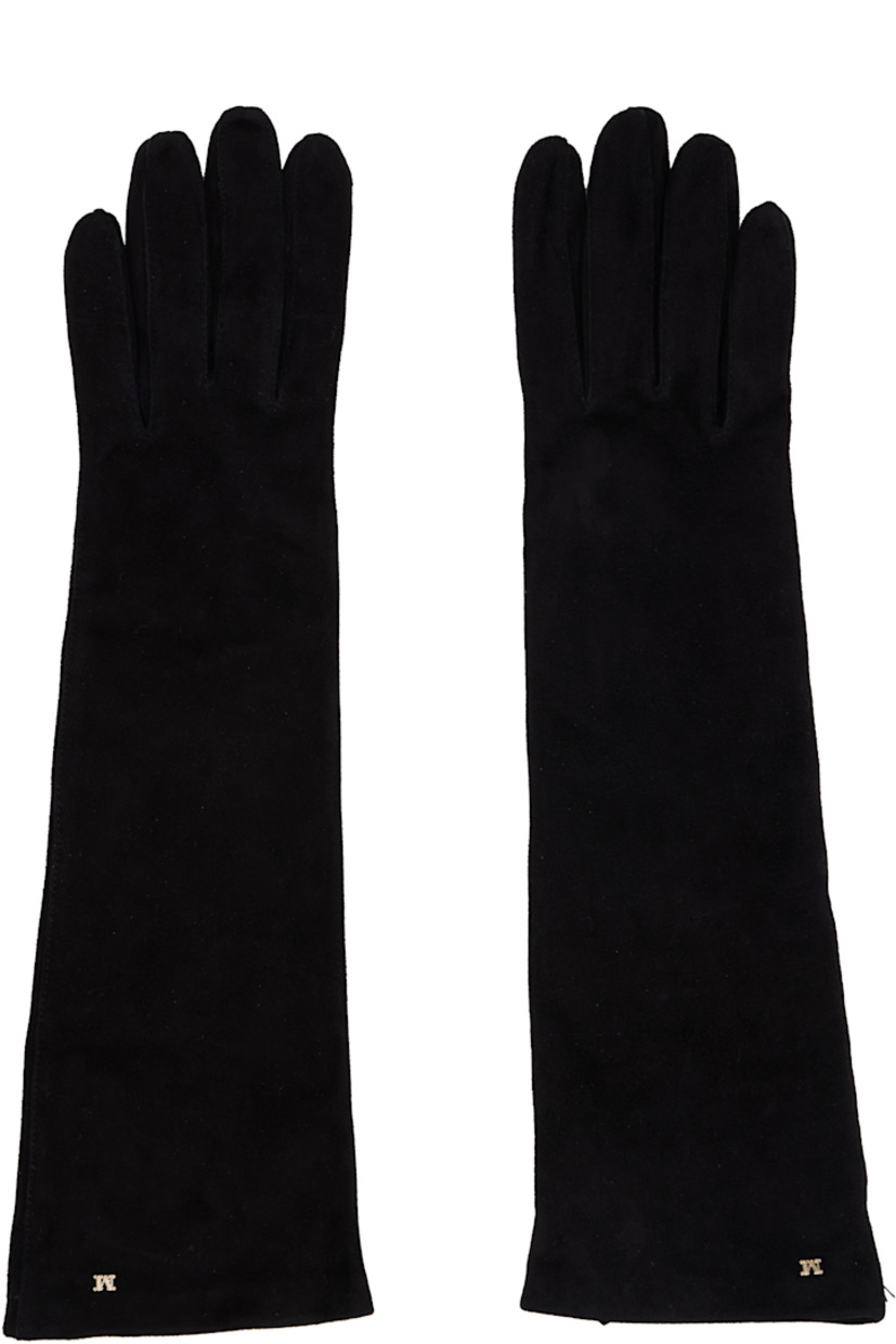 Pair of lambskin suede gloves.

· Elbow length
· Logo hardware at cuffs
· Nylon jersey lining

Supplier color: Black